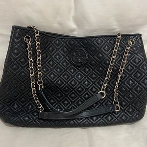 Tory Burch black soft lamb leather shoulder bag